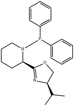 Piperidine, 2-[(4R)-4,5-dihydro-4-(1-methylethyl)-2-oxazolyl]-1-(diphenylphosphino)-, (2R)- Structure