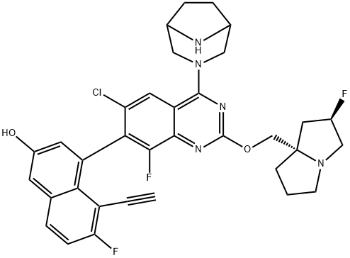 2-Naphthalenol, 4-[6-chloro-4-(3,8-diazabicyclo[3.2.1]oct-3-yl)-8-fluoro-2-[[(2R,7aS)-2-fluorotetrahydro-1H-pyrrolizin-7a(5H)-yl]methoxy]-7-quinazolinyl]-5-ethynyl-6-fluoro- Structure