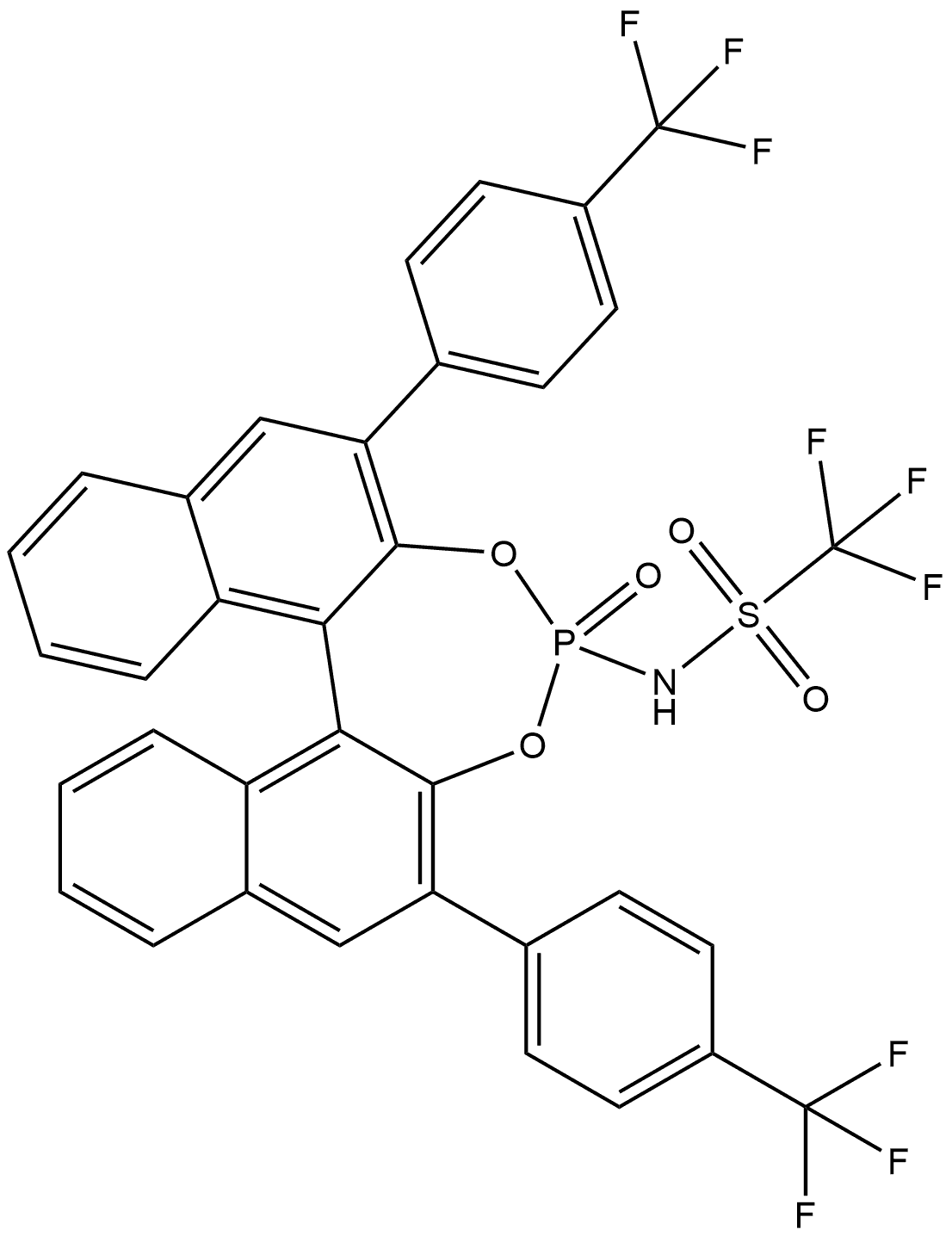 1,1,1-Trifluoro-N-((11bR)-4-oxido-2,6-bis(4-(trifluoromethyl)phenyl)dinaphtho[2,1-d:1',2'-f][1,3,2]dioxaphosphepin-4-yl)methanesulfonamide Structure