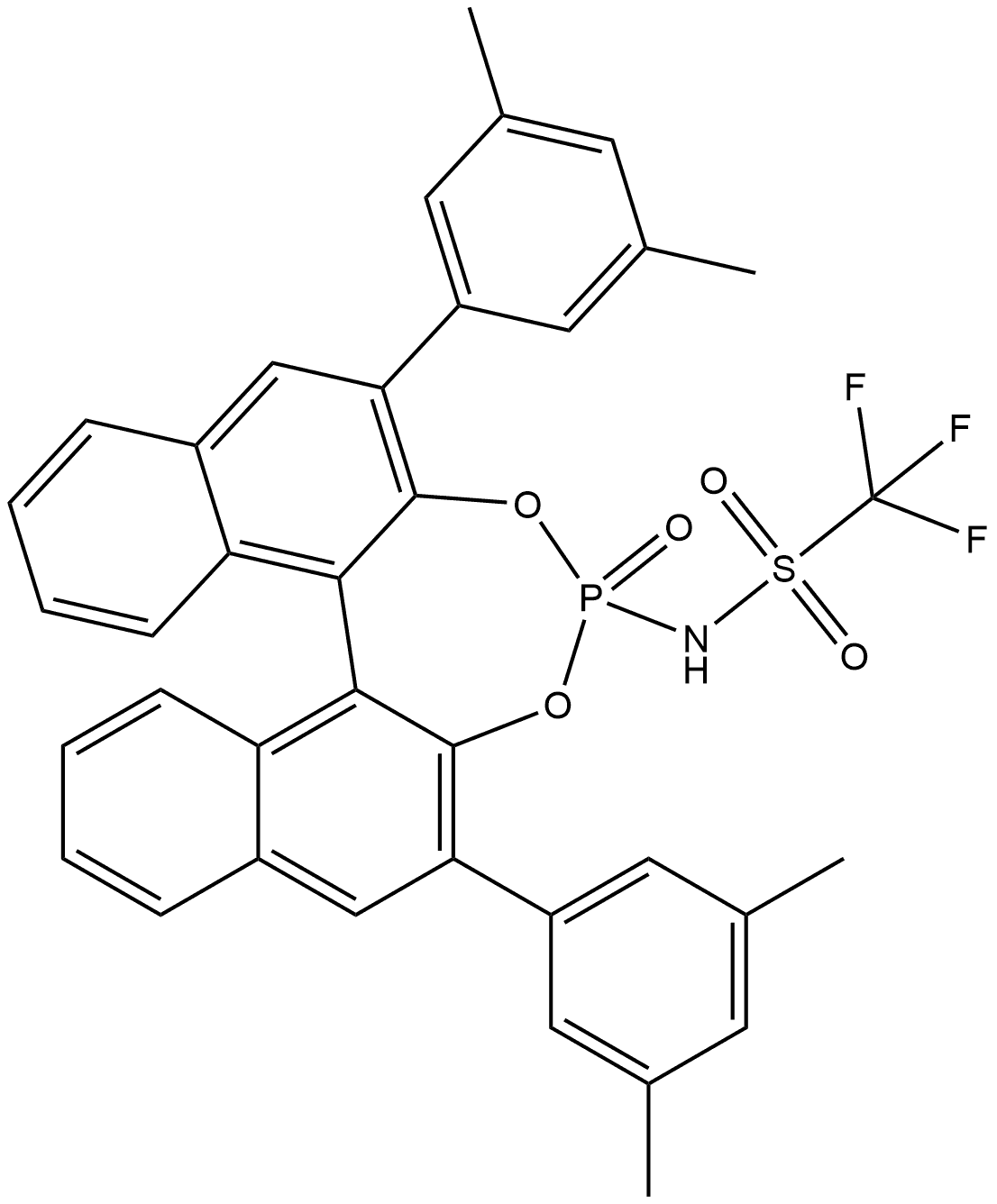 N-[(11bS)-2,6-Bis(3,5-dimethylphenyl-4-oxidodinaphtho[2,1-d:1',2'-f][1,3,2]dioxaphosphepin-4-yl]-1,1,1-trifluoro-Methanesulfonamide Structure