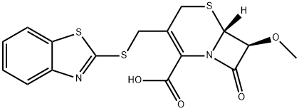 5-Thia-1-azabicyclo[4.2.0]oct-2-ene-2-carboxylic acid, 3-[(2-benzothiazolylthio)methyl]-7-methoxy-8-oxo-, (6R,7S)- Structure