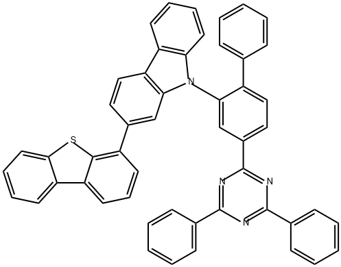 9H-Carbazole, 2-(4-dibenzothienyl)-9-[4-(4,6-diphenyl-1,3,5-triazin-2-yl)[1,1'-biphenyl]-2-yl]- Structure