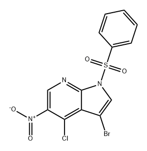 1H-Pyrrolo[2,3-b]pyridine, 3-bromo-4-chloro-5-nitro-1-(phenylsulfonyl)- 구조식 이미지