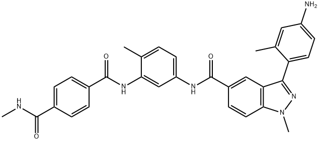 N1-[5-[[[3-(4-Amino-2-methylphenyl)-1-methyl-1H-indazol-5-yl]carbonyl]amino]-2-methylphenyl]-N4-methyl-1,4-benzenedicarboxamide Structure