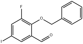 Benzaldehyde, 3-fluoro-5-iodo-2-(phenylmethoxy)- Structure