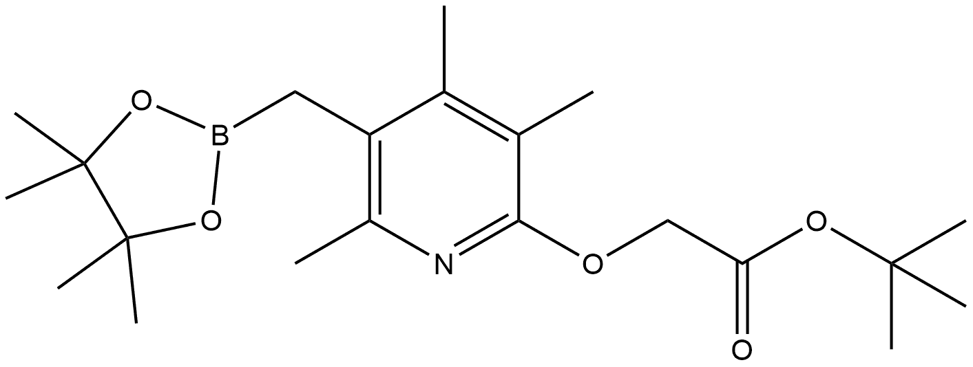 tert-Butyl 2-((3,4,6-trimethyl-5-((4,4,5,5-tetramethyl-1,3,2-dioxaborolan-2-yl)methyl)pyridin-2-yl)oxy)acetate 구조식 이미지