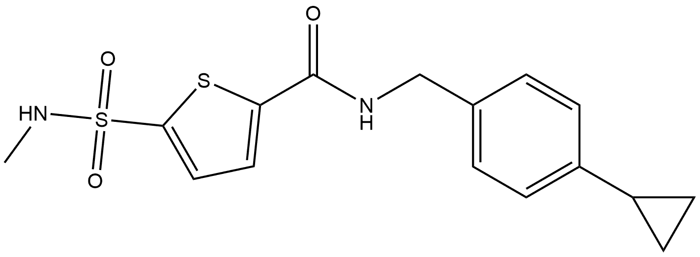 N-[(4-Cyclopropylphenyl)methyl]-5-[(methylamino)sulfonyl]-2-thiophenecarboxamide 구조식 이미지