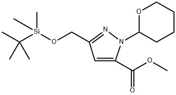 1H-Pyrazole-5-carboxylic acid, 3-[[[(1,1-dimethylethyl)dimethylsilyl]oxy]methyl]-1-(tetrahydro-2H-pyran-2-yl)-, methyl ester Structure