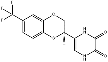 2,3-Pyrazinedione, 5-[(3R)-2,3-dihydro-3-methyl-7-(trifluoromethyl)-1,4-benzoxathiin-3-yl]-1,4-dihydro- Structure