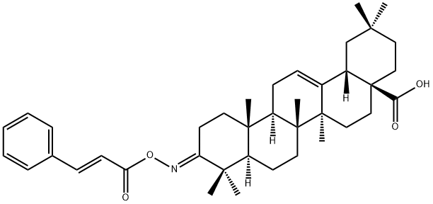 Olean-12-en-28-oic acid, 3-[[[(2E)-1-oxo-3-phenyl-2-propen-1-yl]oxy]imino]-, (3E)- Structure