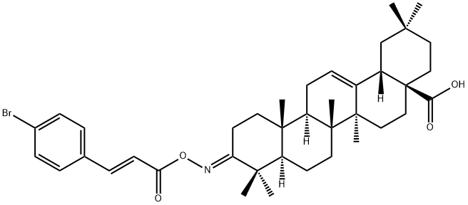 Olean-12-en-28-oic acid, 3-[[[(2E)-3-(4-bromophenyl)-1-oxo-2-propen-1-yl]oxy]imino]-, (3E)- Structure