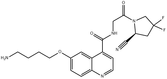 6-(4-Aminobutoxy)-N-[2-[(2S)-2-cyano-4,4-difluoro-1-pyrrolidinyl]-2-oxoethyl]-4-quinolinecarboxamide Structure