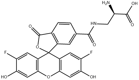 D-Alanine, 3-[[(2',7'-difluoro-3',6'-dihydroxy-3-oxospiro[isobenzofuran-1(3H),9'-[9H]xanthen]-6-yl)carbonyl]amino]- Structure