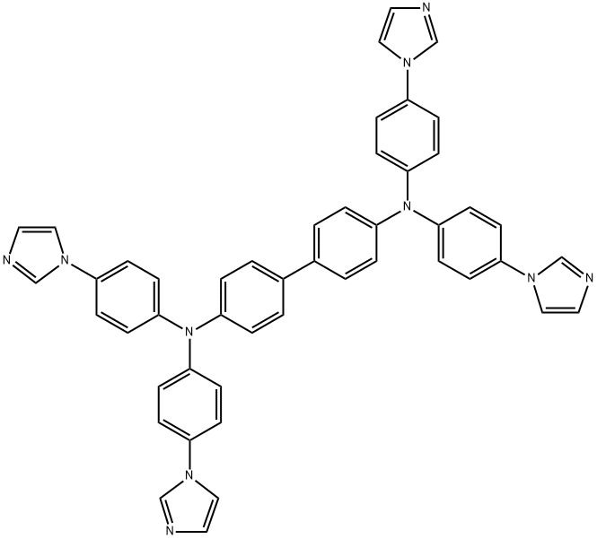 N4,N4,N4',N4'-tetrakis(4-(1H-imidazol-1-yl)phenyl)-[1,1'-biphenyl]-4,4'-diamine 구조식 이미지