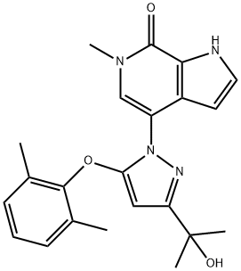 7H-Pyrrolo[2,3-c]pyridin-7-one, 4-[5-(2,6-dimethylphenoxy)-3-(1-hydroxy-1-methylethyl)-1H-pyrazol-1-yl]-1,6-dihydro-6-methyl- Structure