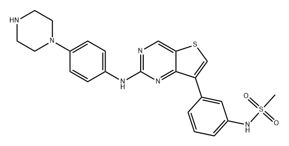 Methanesulfonamide, N-[3-[2-[[4-(1-piperazinyl)phenyl]amino]thieno[3,2-d]pyrimidin-7-yl]phenyl]- 구조식 이미지