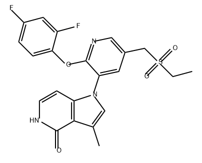 4H-Pyrrolo[3,2-c]pyridin-4-one, 1-[2-(2,4-difluorophenoxy)-5-[(ethylsulfonyl)methyl]-3-pyridinyl]-1,5-dihydro-3-methyl- Structure