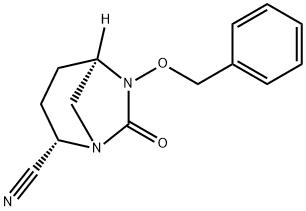 1,6-Diazabicyclo[3.2.1]octane-2-carbonitrile, 7-oxo-6-(phenylmethoxy)-, (2S,5R)- 구조식 이미지
