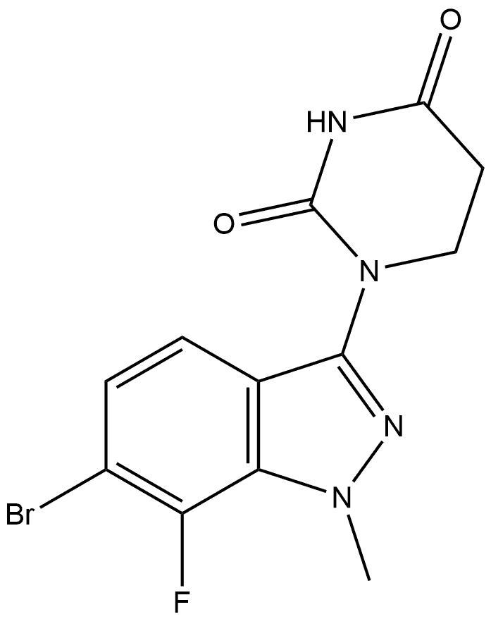 1-(6-bromo-7-fluoro-1-methyl-1H-indazol-3-yl)-1,3-diazinane-2,4-dione 구조식 이미지