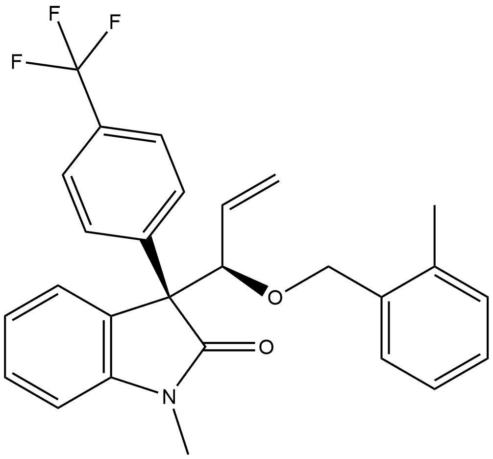 (3R)-1,3-Dihydro-1-methyl-3-[(1R)-1-[(2-methylphenyl)methoxy]-2-propen-1-yl]-3-[4-(trifluoromethyl)phenyl]-2H-indol-2-one Structure