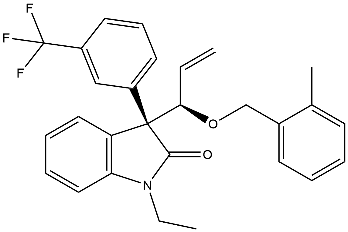 (3R)-1-Ethyl-1,3-dihydro-3-[(1R)-1-[(2-methylphenyl)methoxy]-2-propen-1-yl]-3-[3-(trifluoromethyl)phenyl]-2H-indol-2-one Structure