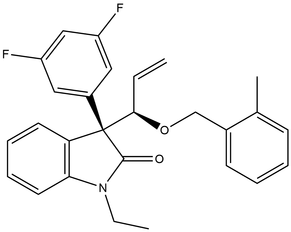 (3R)-3-(3,5-Difluorophenyl)-1-ethyl-1,3-dihydro-3-[(1R)-1-[(2-methylphenyl)methoxy]-2-propen-1-yl]-2H-indol-2-one Structure