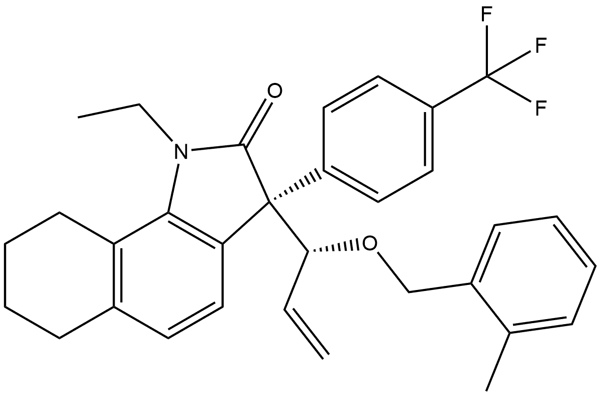 (3R)-1-Ethyl-1,3,6,7,8,9-hexahydro-3-[(1R)-1-[(2-methylphenyl)methoxy]-2-propen-1-yl]-3-[4-(trifluoromethyl)phenyl]-2H-benz[g]indol-2-one Structure