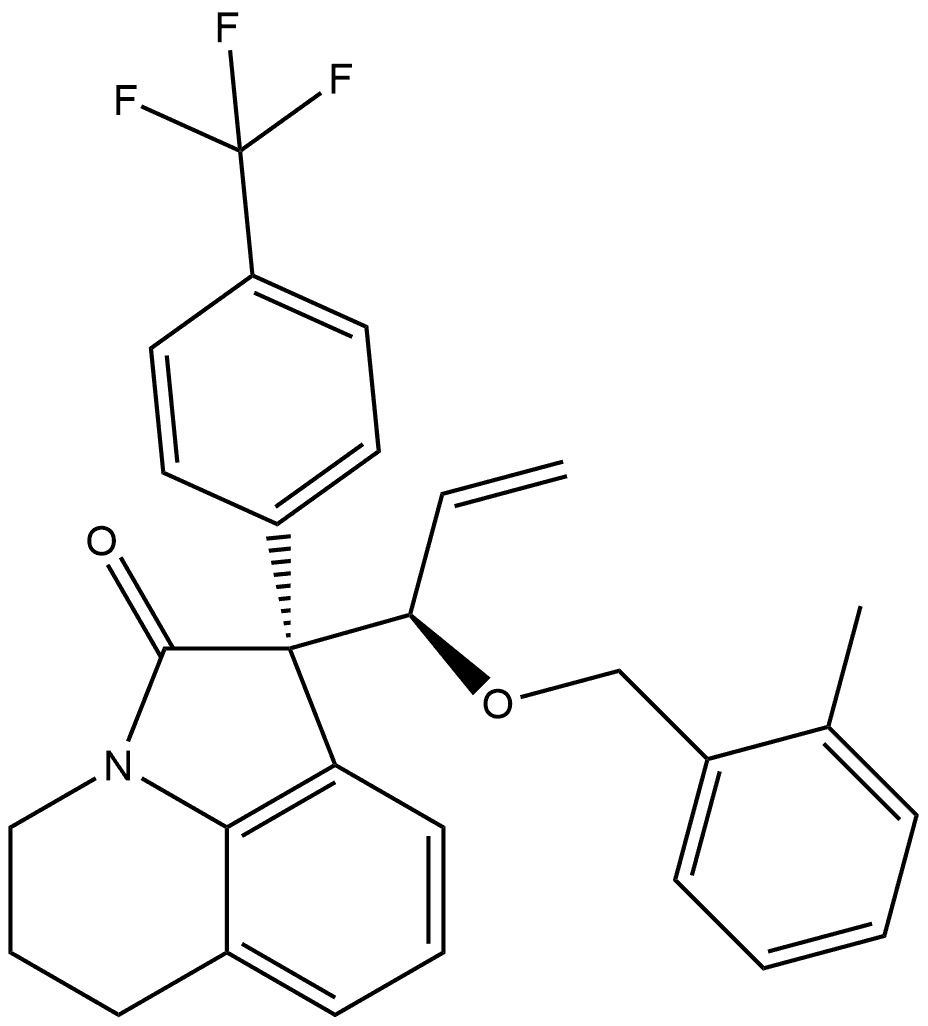 (1R)-5,6-Dihydro-1-[(1R)-1-[(2-methylphenyl)methoxy]-2-propen-1-yl]-1-[4-(trifluoromethyl)phenyl]-4H-pyrrolo[3,2,1-ij]quinolin-2(1H)-one Structure