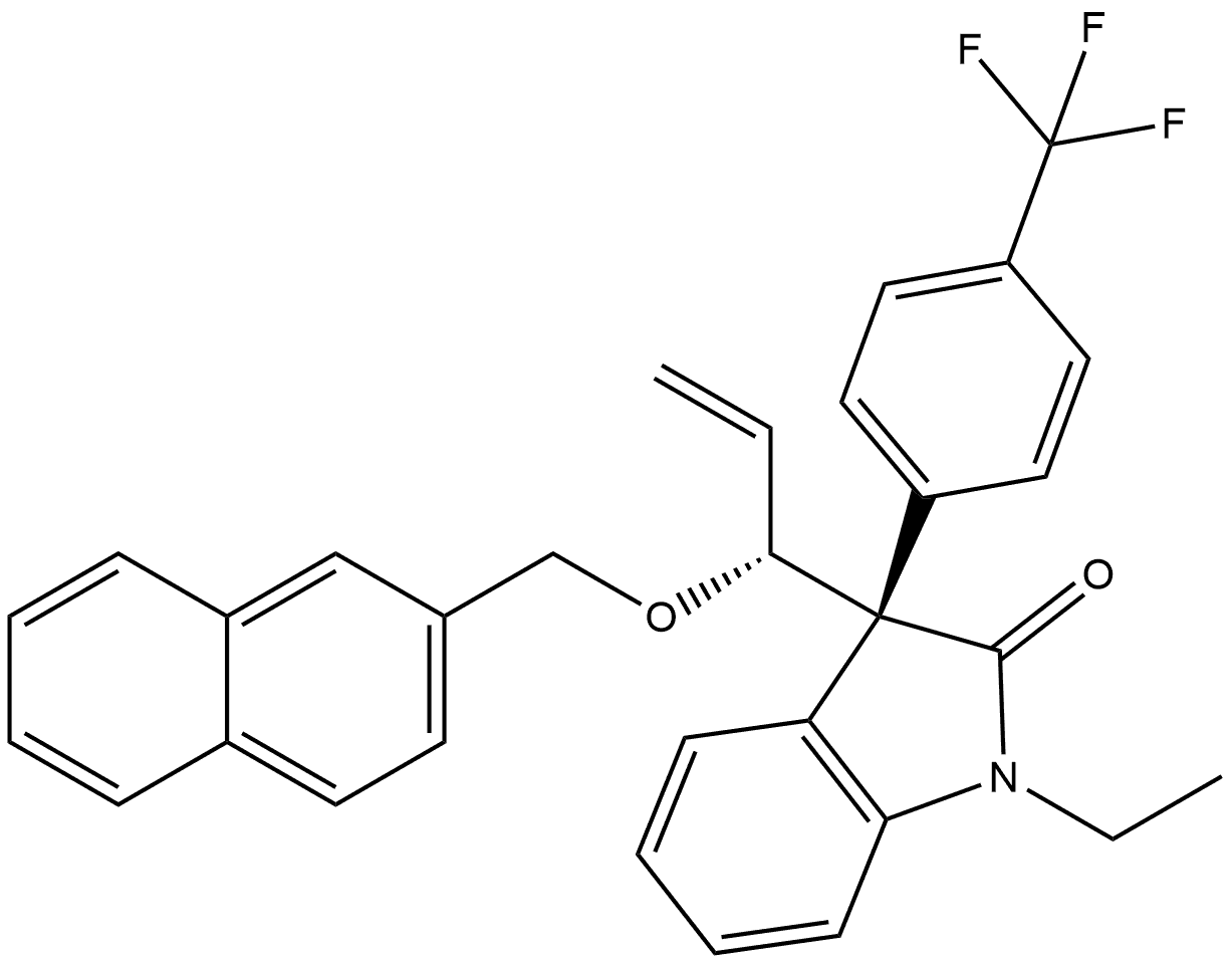 (3R)-1-Ethyl-1,3-dihydro-3-[(1R)-1-(2-naphthalenylmethoxy)-2-propen-1-yl]-3-[4-(trifluoromethyl)phenyl]-2H-indol-2-one Structure