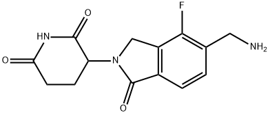 3-[5-(Aminomethyl)-4-fluoro-1,3-dihydro-1-oxo-2H-isoindol-2-yl]-2,6-piperidinedione 구조식 이미지