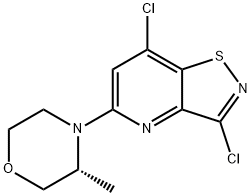 Isothiazolo[4,5-b]pyridine, 3,7-dichloro-5-[(3R)-3-methyl-4-morpholinyl]- Structure