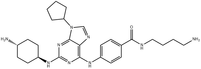 Benzamide, N-(4-aminobutyl)-4-[[2-[(trans-4-aminocyclohexyl)amino]-9-cyclopentyl-9H-purin-6-yl]amino]- Structure