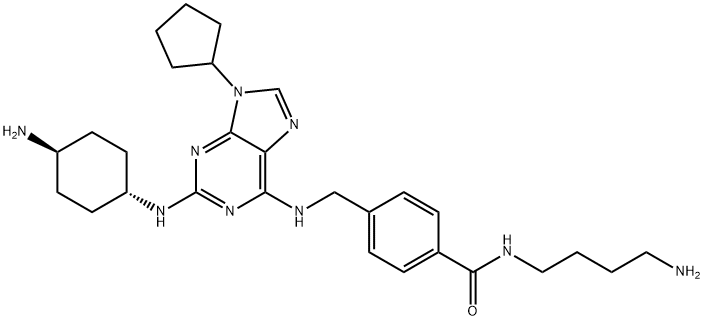 Benzamide, N-(4-aminobutyl)-4-[[[2-[(trans-4-aminocyclohexyl)amino]-9-cyclopentyl-9H-purin-6-yl]amino]methyl]- Structure