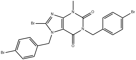 1H-Purine-2,6-dione, 8-bromo-1,7-bis[(4-bromophenyl)methyl]-3,7-dihydro-3-methyl- Structure