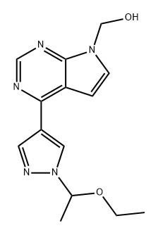 7H-Pyrrolo[2,3-d]pyrimidine-7-methanol, 4-[1-(1-ethoxyethyl)-1H-pyrazol-4-yl]- Structure