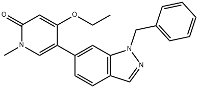 2(1H)-Pyridinone, 4-ethoxy-1-methyl-5-[1-(phenylmethyl)-1H-indazol-6-yl]- Structure