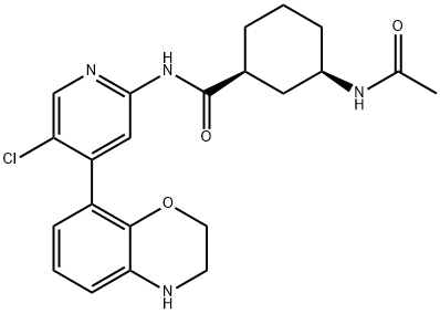 (1S,3R)-3-(Acetylamino)-N-[5-chloro-4-(3,4-dihydro-2H-1,4-benzoxazin-8-yl)-2-pyridinyl]cyclohexanecarboxamide Structure