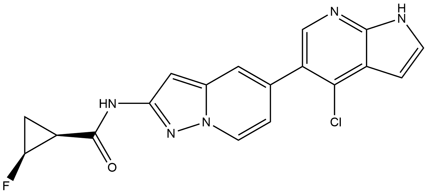 (1S,2S)-N-(5-(4-Chloro-1H-pyrrolo[2,3-b]pyridin-5-yl)pyrazolo[1,5-a]pyridin-2-yl)-2-fluorocyclopropane-1-carboxamide Structure