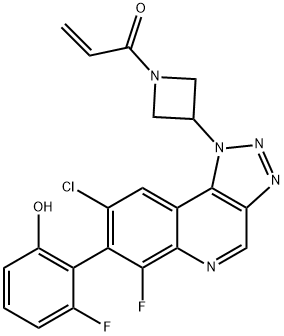 2-Propen-1-one, 1-[3-[8-chloro-6-fluoro-7-(2-fluoro-6-hydroxyphenyl)-1H-1,2,3-triazolo[4,5-c]quinolin-1-yl]-1-azetidinyl]- Structure