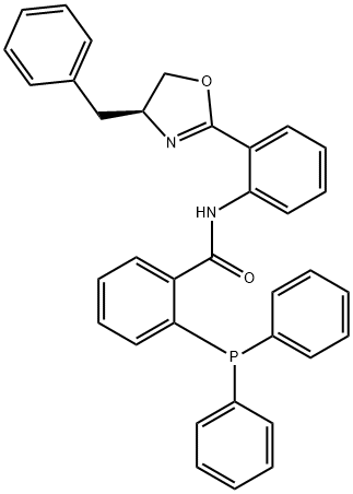 N-[2-[(4S)-4,5-Dihydro-4-(phenylmethyl)-2-oxazolyl]phenyl]-2-(diphenylphosphino)benzamide 구조식 이미지