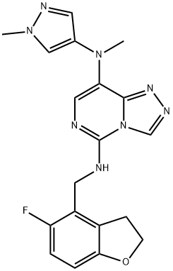 1,2,4-Triazolo[4,3-c]pyrimidine-5,8-diamine, N5-[(5-fluoro-2,3-dihydro-4-benzofuranyl)methyl]-N8-methyl-N8-(1-methyl-1H-pyrazol-4-yl)- Structure