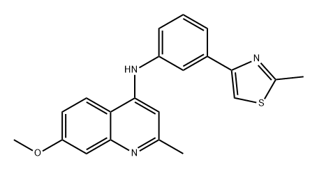 4-Quinolinamine, 7-methoxy-2-methyl-N-[3-(2-methyl-4-thiazolyl)phenyl]- Structure