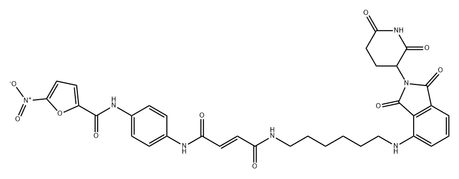 2-Butenediamide, N1-[6-[[2-(2,6-dioxo-3-piperidinyl)-2,3-dihydro-1,3-dioxo-1H-isoindol-4-yl]amino]hexyl]-N4-[4-[[(5-nitro-2-furanyl)carbonyl]amino]phenyl]-, (2E)- Structure