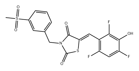 2,4-Thiazolidinedione, 3-[[3-(methylsulfonyl)phenyl]methyl]-5-[(2,4,6-trifluoro-3-hydroxyphenyl)methylene]-, (5Z)- 구조식 이미지