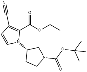 1H-Pyrrole-2-carboxylic acid, 3-cyano-1-[(3S)-1-[(1,1-dimethylethoxy)carbonyl]-3-pyrrolidinyl]-, ethyl ester Structure