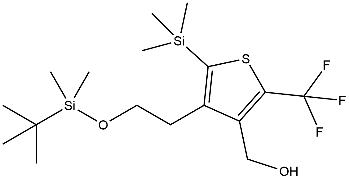 (4-(2-((tert-Butyldimethylsilyl)oxy)ethyl)-2-(trifluoromethyl)-5-(trimethylsilyl)thiophen-3-yl)methanol Structure