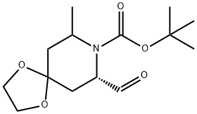 1,4-Dioxa-8-azaspiro[4.5]decane-8-carboxylic acid, 7-formyl-9-methyl-, 1,1-dimethylethyl ester, (7S)- 구조식 이미지