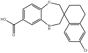 Spiro[1,5-benzoxazepine-3(2H),1'(2'H)-naphthalene]-7-carboxylic acid, 6'-chloro-3',4,4',5-tetrahydro- 구조식 이미지