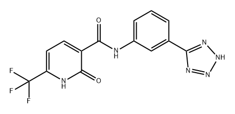 3-Pyridinecarboxamide, 1,2-dihydro-2-oxo-N-[3-(2H-tetrazol-5-yl)phenyl]-6-(trifluoromethyl)- Structure