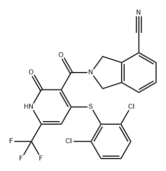 1H-Isoindole-4-carbonitrile, 2-[[4-[(2,6-dichlorophenyl)thio]-1,2-dihydro-2-oxo-6-(trifluoromethyl)-3-pyridinyl]carbonyl]-2,3-dihydro- Structure